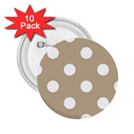 Polka Dots - White on Khaki Brown 2.25  Button (10 pack)