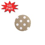 Polka Dots - White on Khaki Brown 1  Mini Magnet (100 pack)