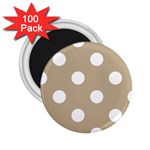 Polka Dots - White on Khaki Brown 2.25  Magnet (100 pack)