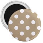 Polka Dots - White on Khaki Brown 3  Magnet