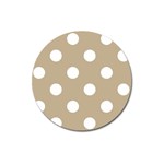 Polka Dots - White on Khaki Brown Magnet 3  (Round)