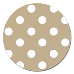 Polka Dots - White on Khaki Brown Magnet 5  (Round)