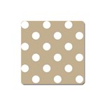 Polka Dots - White on Khaki Brown Magnet (Square)