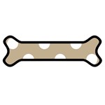 Polka Dots - White on Khaki Brown Magnet (Dog Bone)