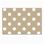 Polka Dots - White on Khaki Brown Postcard 4  x 6 