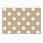 Polka Dots - White on Khaki Brown Postcard 5  x 7 