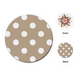 Polka Dots - White on Khaki Brown Playing Cards (Round)