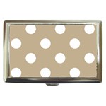Polka Dots - White on Khaki Brown Cigarette Money Case