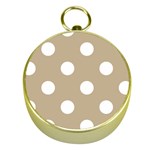 Polka Dots - White on Khaki Brown Gold Compass