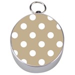 Polka Dots - White on Khaki Brown Silver Compass