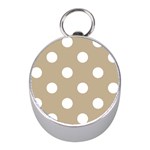 Polka Dots - White on Khaki Brown Silver Compass (Mini)
