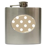 Polka Dots - White on Khaki Brown Hip Flask (6 oz)