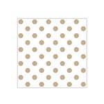 Polka Dots - Khaki Brown on White Satin Bandana Scarf