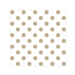 Polka Dots - Khaki Brown on White Small Satin Scarf  (Square)