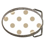 Polka Dots - Khaki Brown on White Belt Buckle