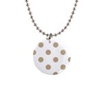 Polka Dots - Khaki Brown on White 1  Button Necklace