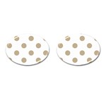 Polka Dots - Khaki Brown on White Cufflinks (Oval)