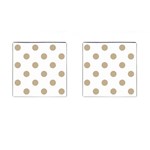 Polka Dots - Khaki Brown on White Cufflinks (Square)
