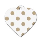 Polka Dots - Khaki Brown on White Dog Tag Heart (One Side)