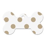 Polka Dots - Khaki Brown on White Dog Tag Bone (One Side)