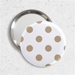 Polka Dots - Khaki Brown on White 2.25  Handbag Mirror