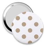 Polka Dots - Khaki Brown on White 3  Handbag Mirror