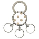 Polka Dots - Khaki Brown on White 3-Ring Key Chain