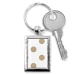 Polka Dots - Khaki Brown on White Key Chain (Rectangle)