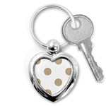 Polka Dots - Khaki Brown on White Key Chain (Heart)