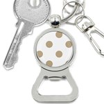 Polka Dots - Khaki Brown on White Bottle Opener Key Chain