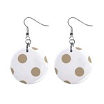 Polka Dots - Khaki Brown on White 1  Button Earrings