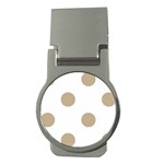 Polka Dots - Khaki Brown on White Money Clip (Round)