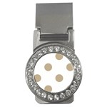 Polka Dots - Khaki Brown on White Money Clip (CZ)