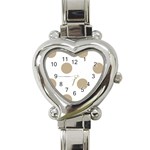 Polka Dots - Khaki Brown on White Heart Italian Charm Watch