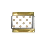 Polka Dots - Khaki Brown on White Gold Trim Italian Charm (9mm)