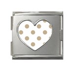 Polka Dots - Khaki Brown on White Mega Link Heart Italian Charm (18mm)