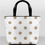 Polka Dots - Khaki Brown on White Bucket Bag