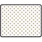 Polka Dots - Khaki Brown on White Double Sided Fleece Blanket (Medium) (Two Sides)