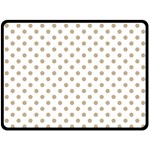 Polka Dots - Khaki Brown on White Double Sided Fleece Blanket (Large) (Two Sides)