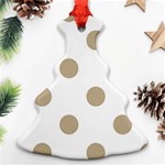 Polka Dots - Khaki Brown on White Christmas Tree Ornament (Two Sides)