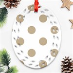 Polka Dots - Khaki Brown on White Ornament (Bell) Ornament (Oval Filigree)