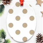 Polka Dots - Khaki Brown on White Oval Ornament (Two Sides)
