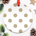 Polka Dots - Khaki Brown on White Ornament (Round)