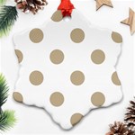 Polka Dots - Khaki Brown on White Ornament (Snowflake)