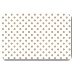Polka Dots - Khaki Brown on White Large Doormat