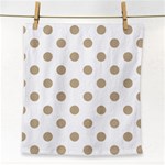 Polka Dots - Khaki Brown on White Face Towel