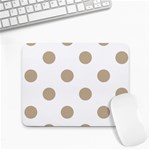 Polka Dots - Khaki Brown on White Small Mousepad
