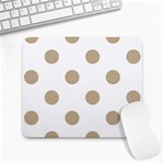 Polka Dots - Khaki Brown on White Large Mousepad