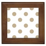 Polka Dots - Khaki Brown on White Framed Tile