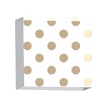 Polka Dots - Khaki Brown on White 4 x 4  Acrylic Photo Block